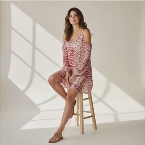 Parker Vintage Silk Cold Shoulder Animal Print Mini Dress Size XS